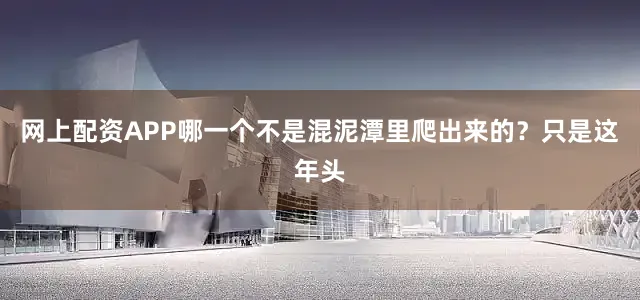 网上配资APP哪一个不是混泥潭里爬出来的？只是这年头